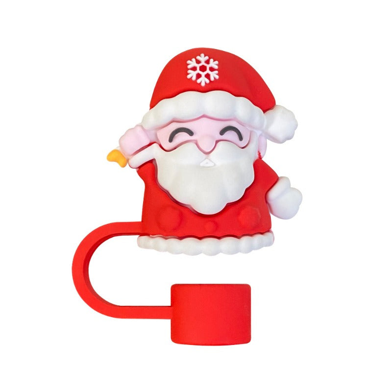 Wholesale 10pcs 10mm Christmas Series Dustproof Straw Plug